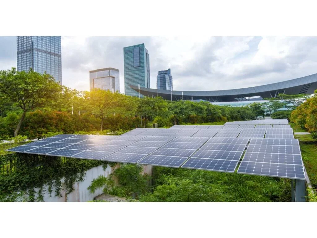 Green roof with solar panels