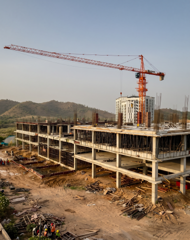 Medical college campus academic block under construction